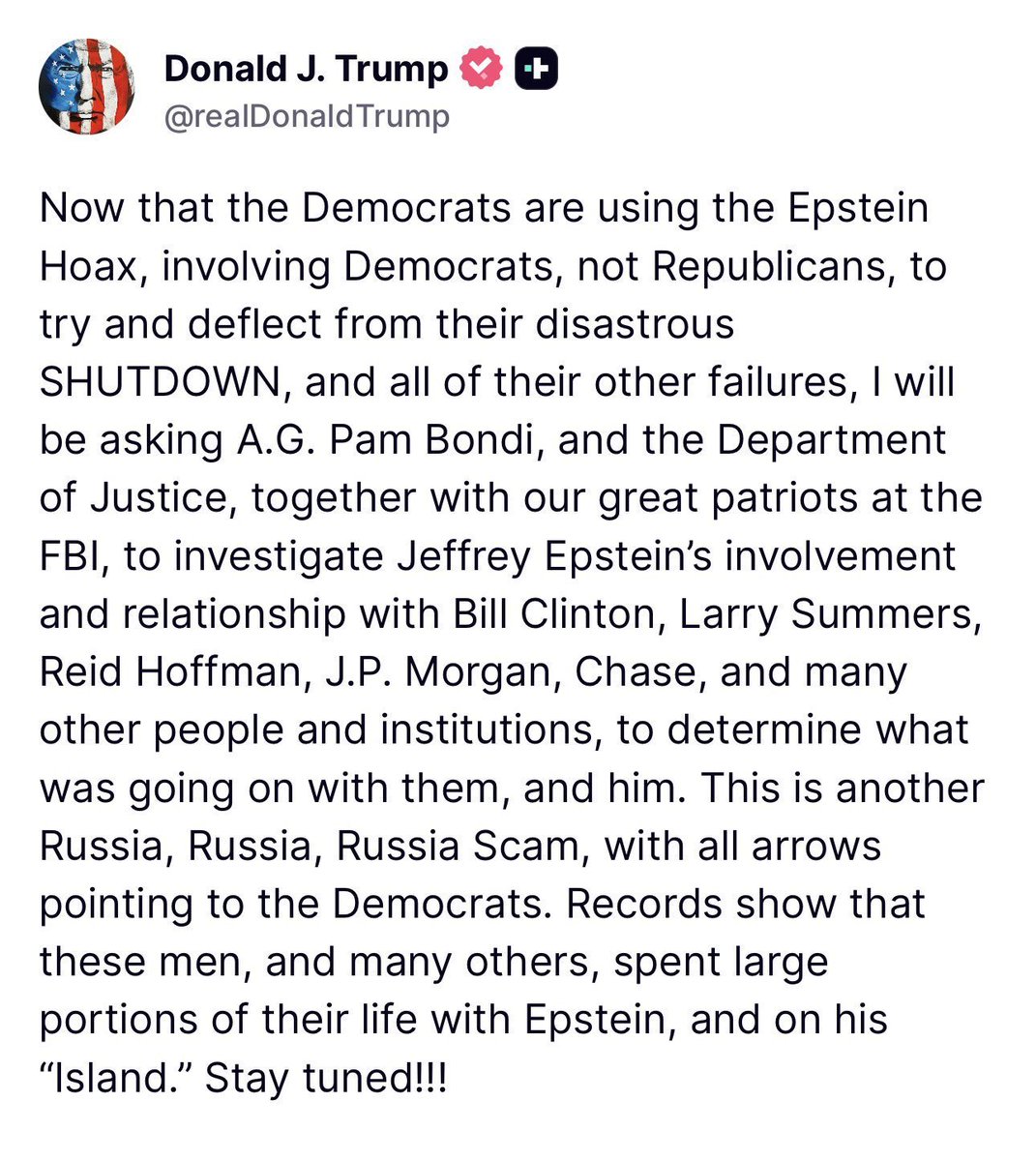 Trump Orders DOJ and FBI to Investigate Epstein's High-Profile Connections