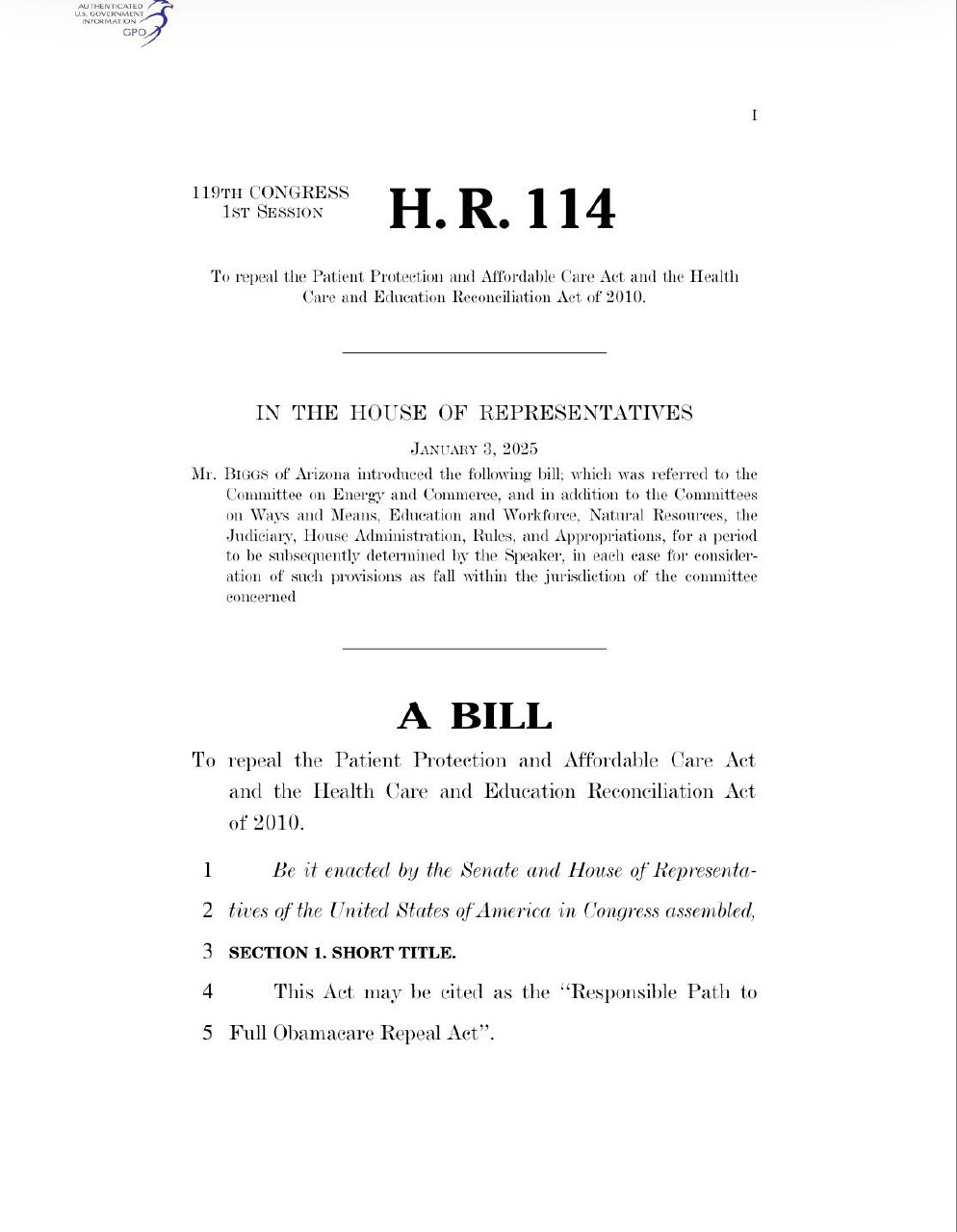 Support Grows for Legislation to Repeal Obamacare, Says Rep. Biggs