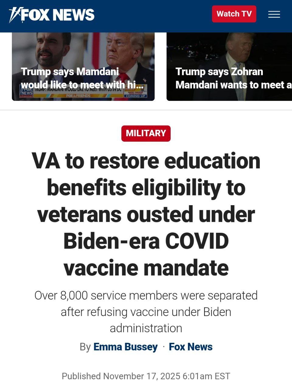 Trump Moves to Restore Veterans' Benefits Stripped Over COVID Mandate