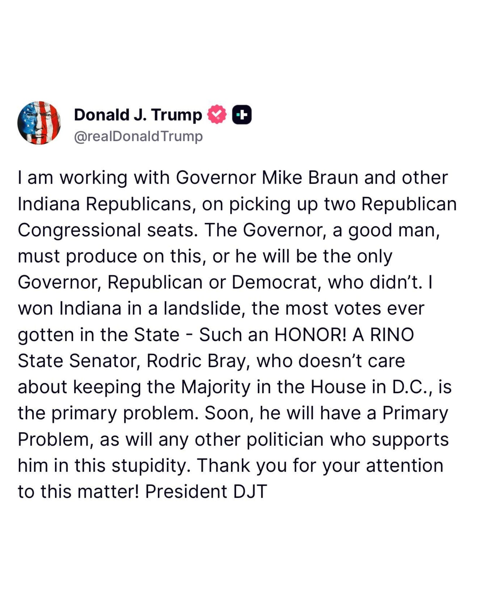 Trump Aims to Secure Two Republican House Seats in Indiana