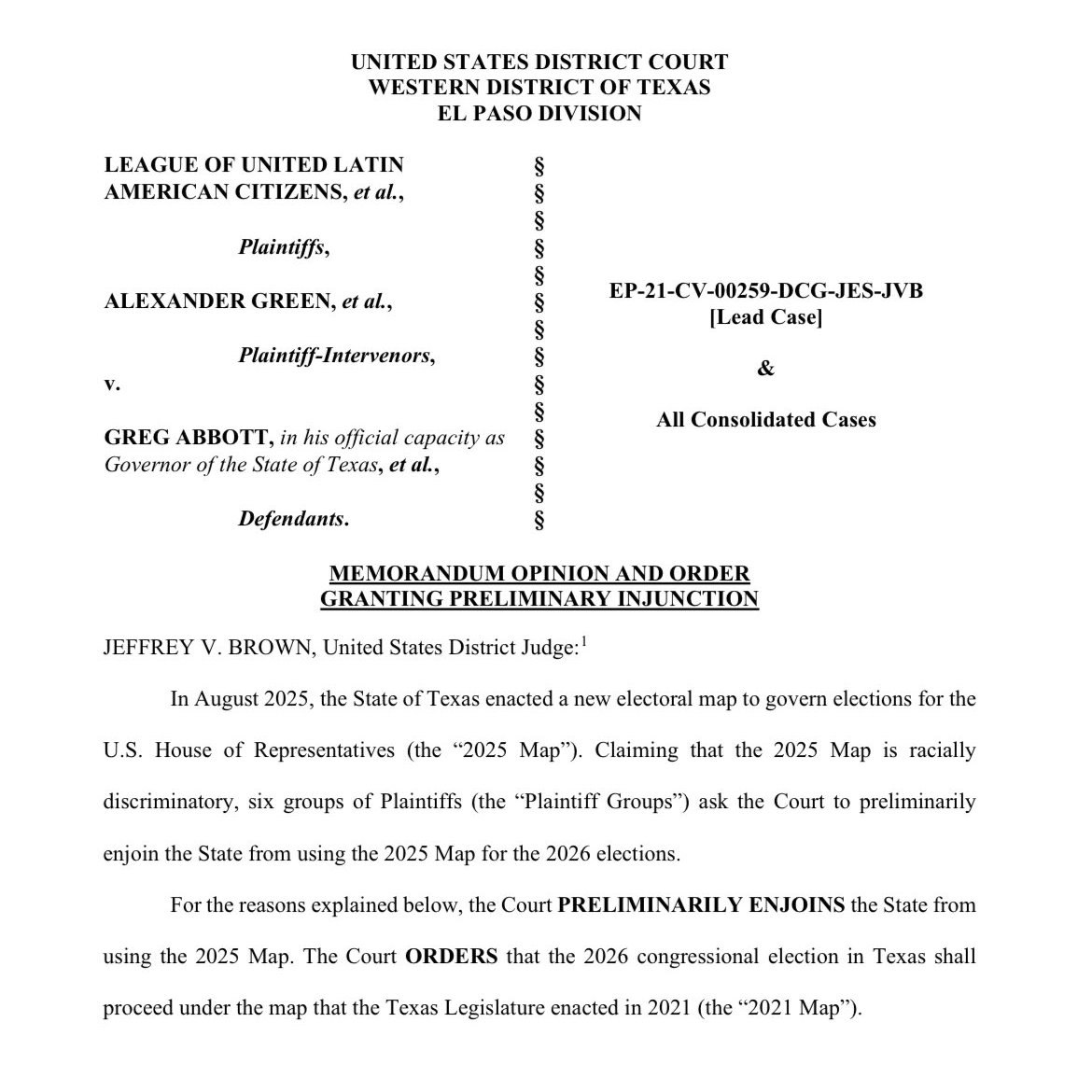 Texas Congressional Map Overturned by Judge, Old Map Restored