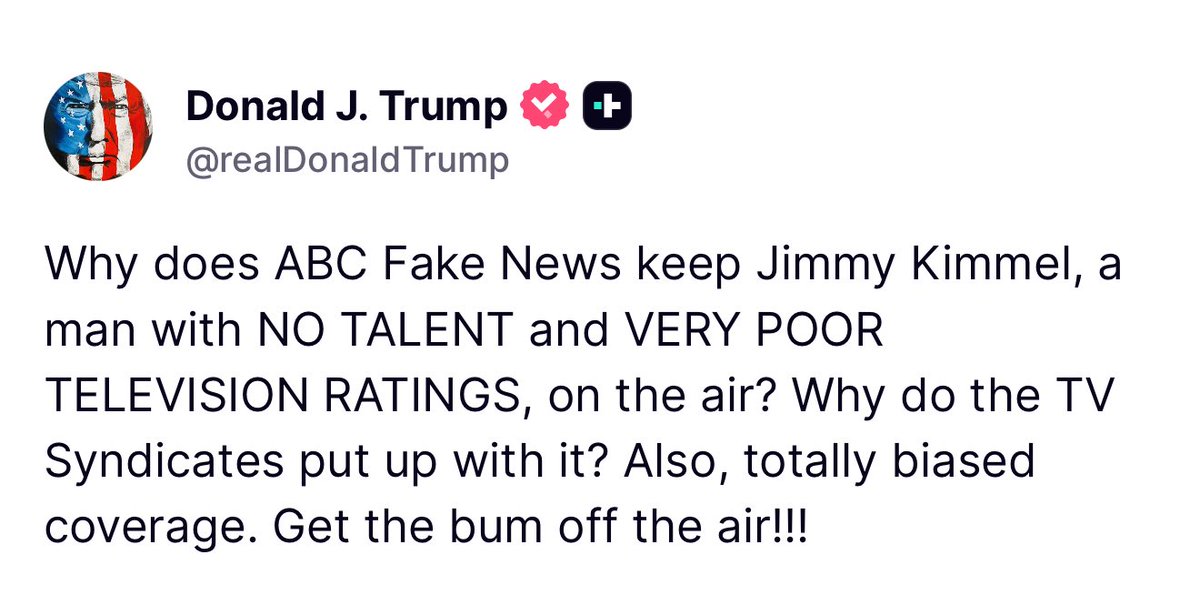 Trump Demands TV Syndicates Remove Jimmy Kimmel from Airwaves