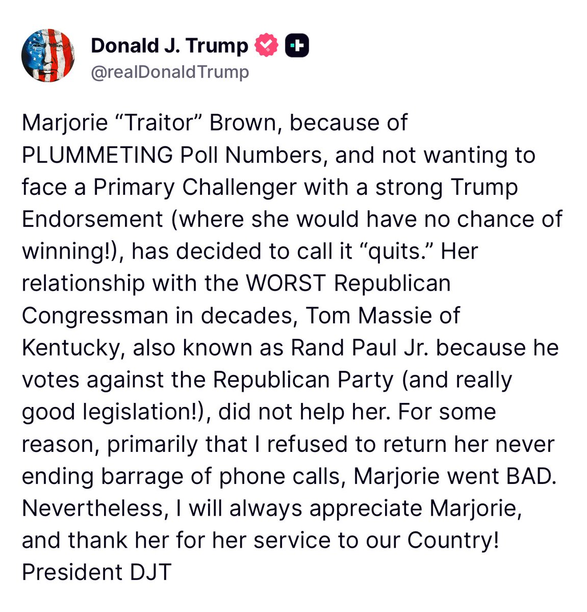 Trump Criticizes Marjorie Taylor Greene After Her Resignation